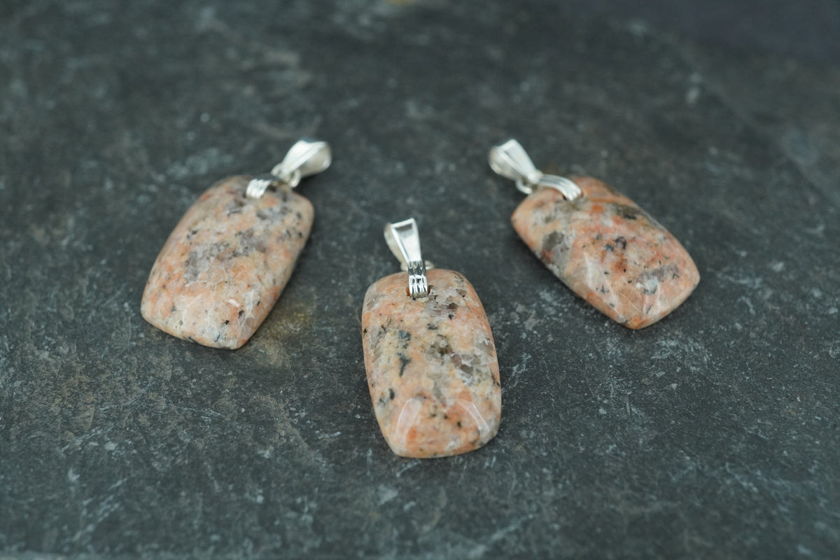 Pink Edinburgh Cobblestone Sterling Silver Clasp Pendant
