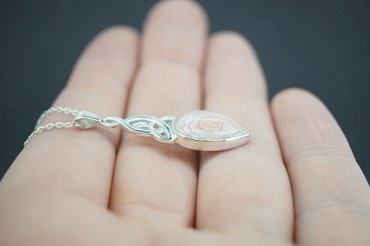 Scottish Agate Sterling Silver Drop Celtic Pendant