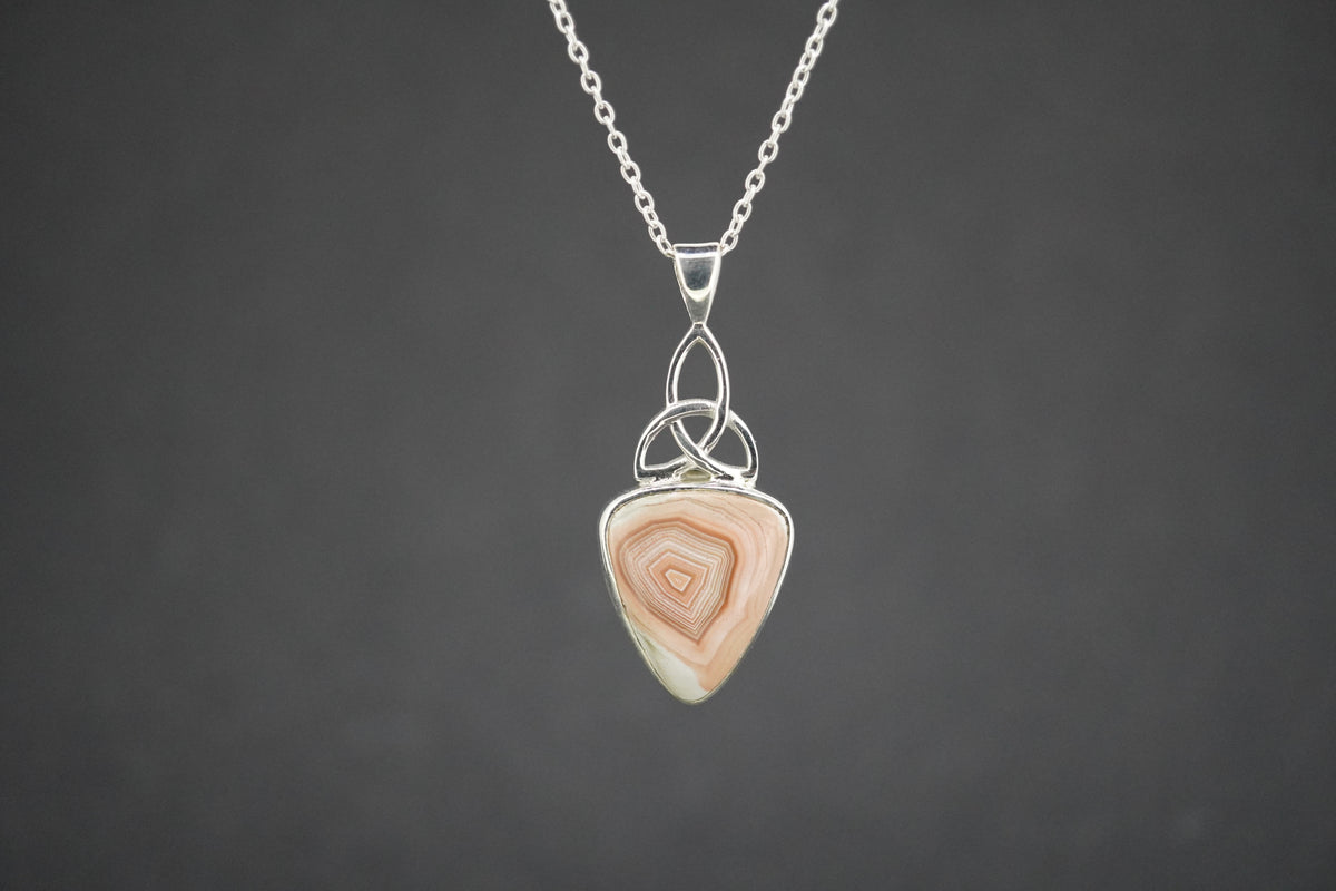 Scottish Agate Sterling Silver Knot Drop Pendant