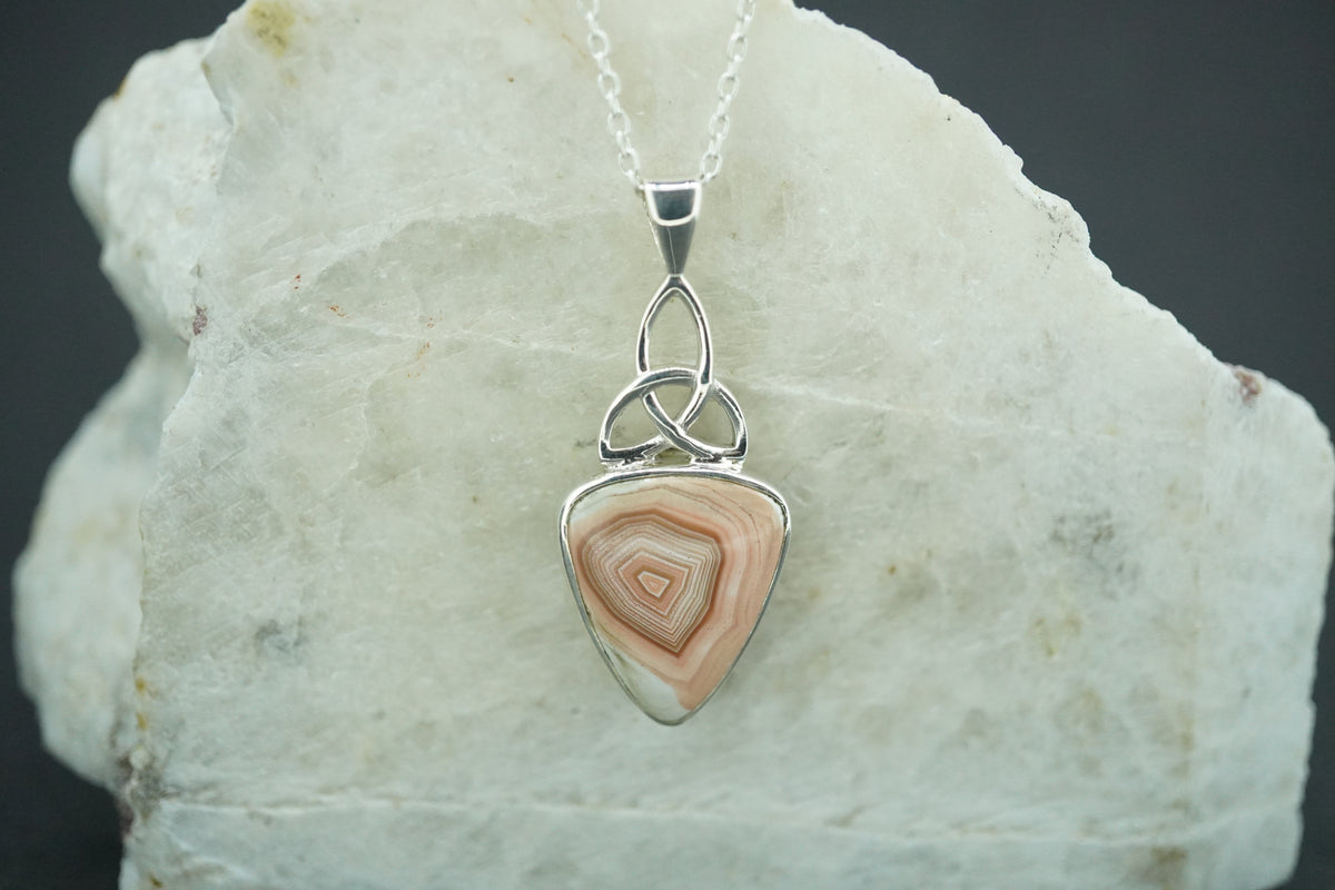 Scottish Agate Sterling Silver Knot Drop Pendant