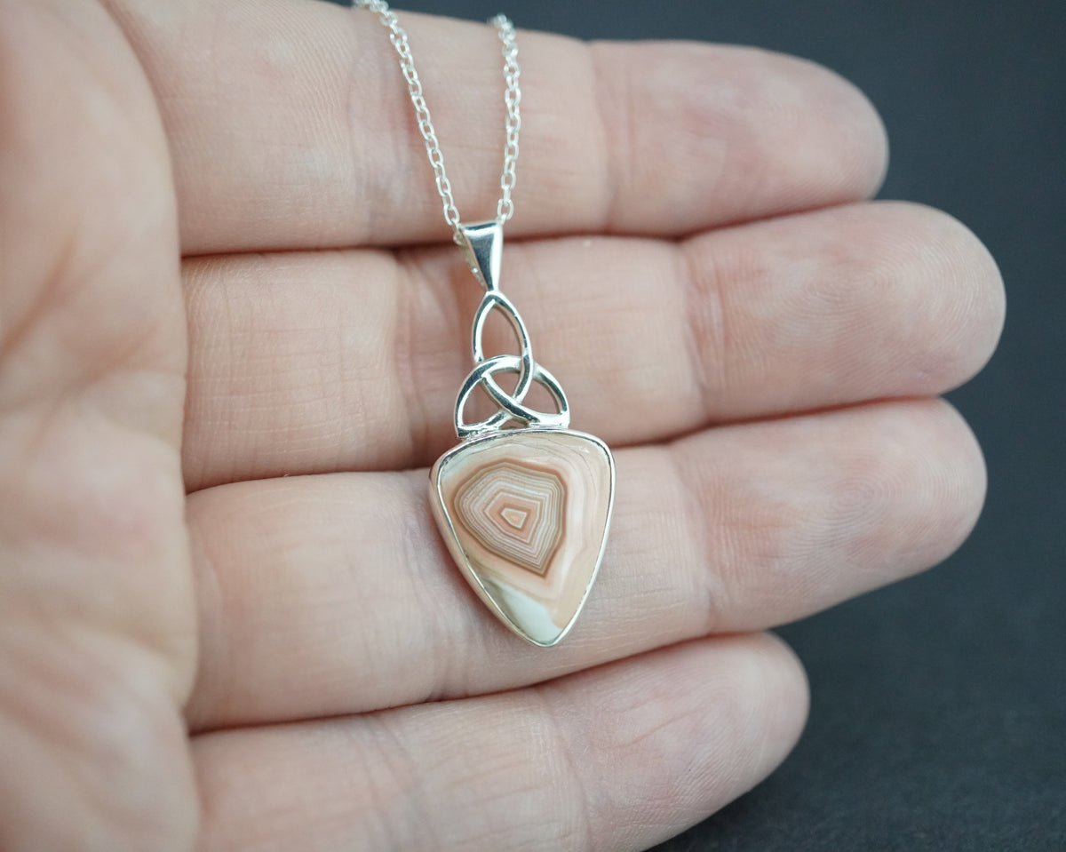 Scottish Agate Sterling Silver Knot Drop Pendant