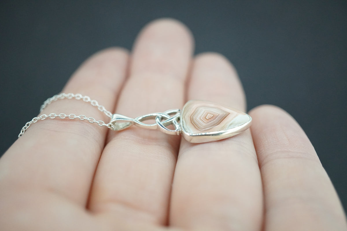 Scottish Agate Sterling Silver Knot Drop Pendant