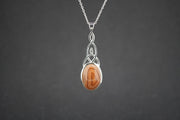 Scottish Agate Sterling Silver Oval Celtic Pendant