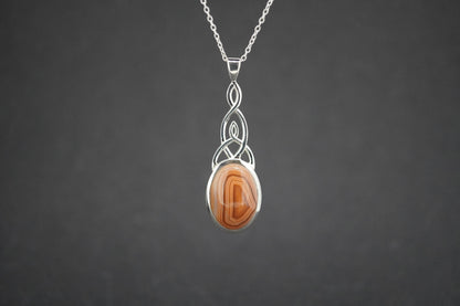 Scottish Agate Sterling Silver Oval Celtic Pendant