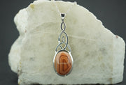Scottish Agate Sterling Silver Oval Celtic Pendant