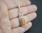 Scottish Agate Sterling Silver Oval Celtic Pendant