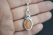 Scottish Agate Sterling Silver Oval Celtic Pendant