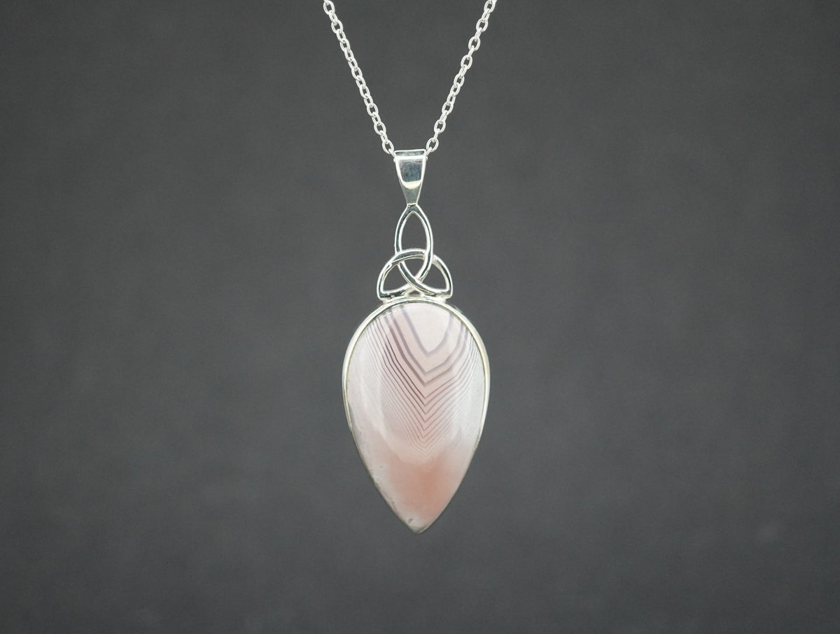 Scottish Agate Sterling Silver Drop Knot Pendant