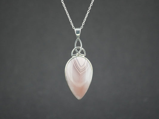 Scottish Agate Sterling Silver Drop Knot Pendant