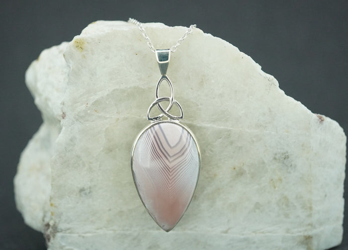 Scottish Agate Sterling Silver Drop Knot Pendant
