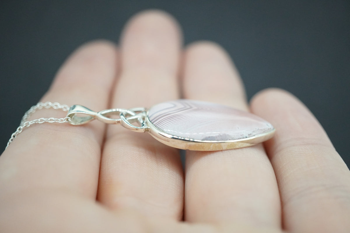 Scottish Agate Sterling Silver Drop Knot Pendant