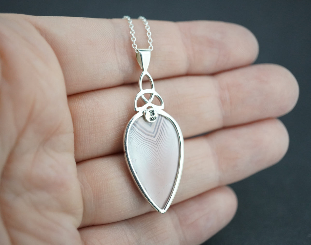 Scottish Agate Sterling Silver Drop Knot Pendant