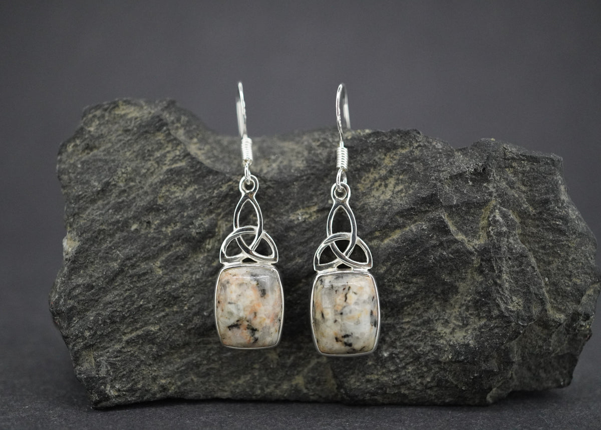 Edinburgh Cobblestone Sterling Silver White Celtic Earrings