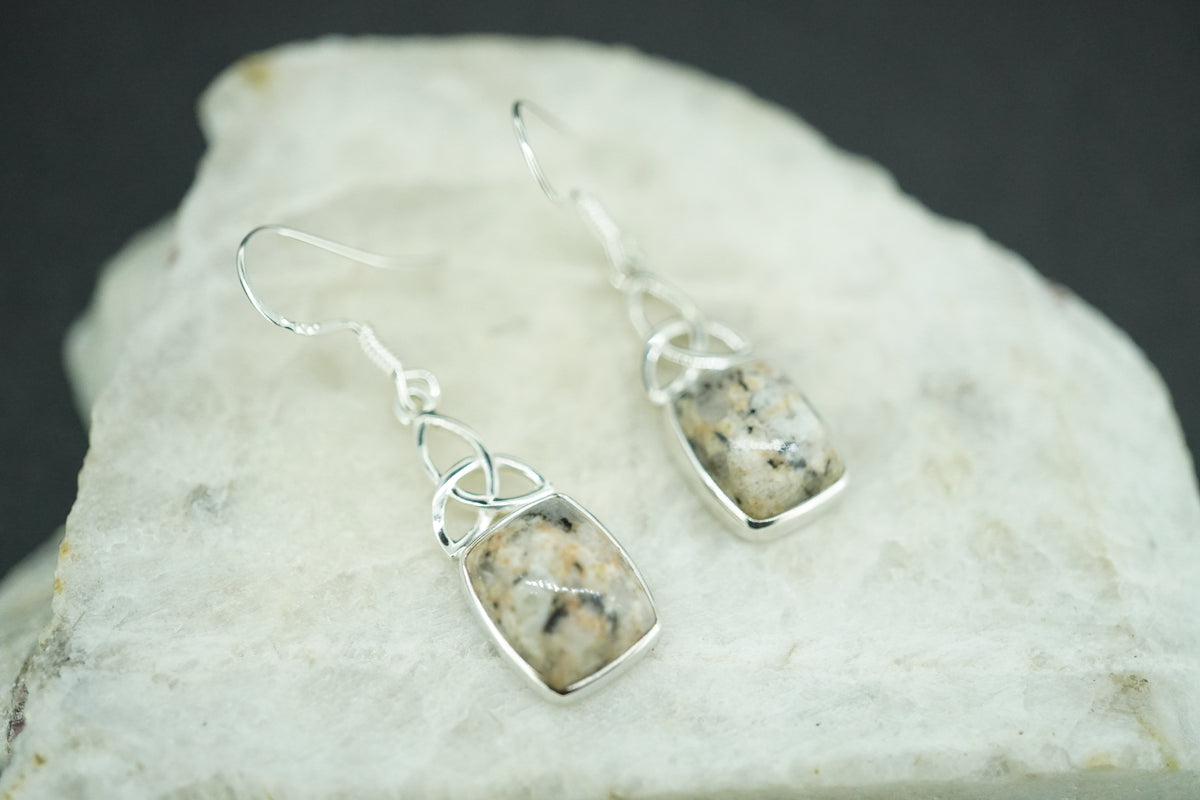 Edinburgh Cobblestone Sterling Silver White Celtic Earrings