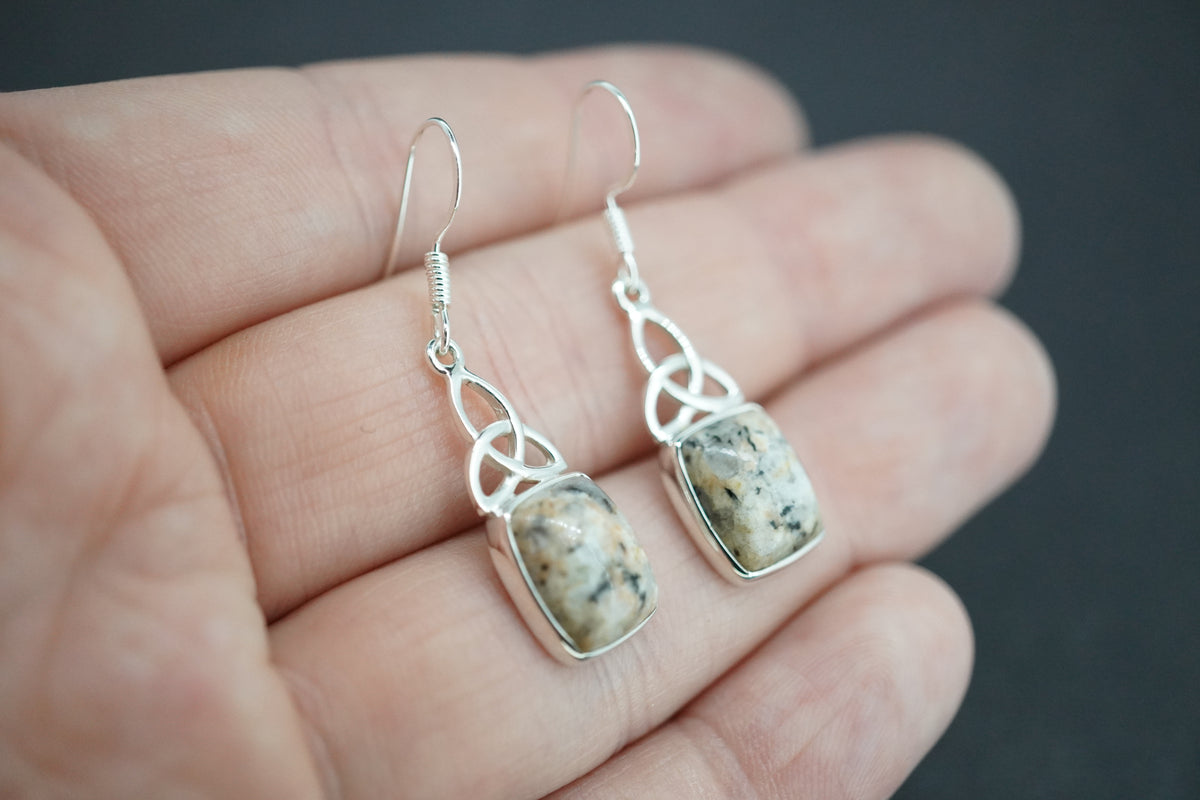 Edinburgh Cobblestone Sterling Silver White Celtic Earrings
