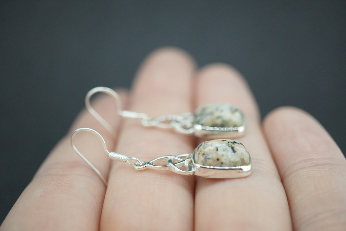 Edinburgh Cobblestone Sterling Silver White Celtic Earrings