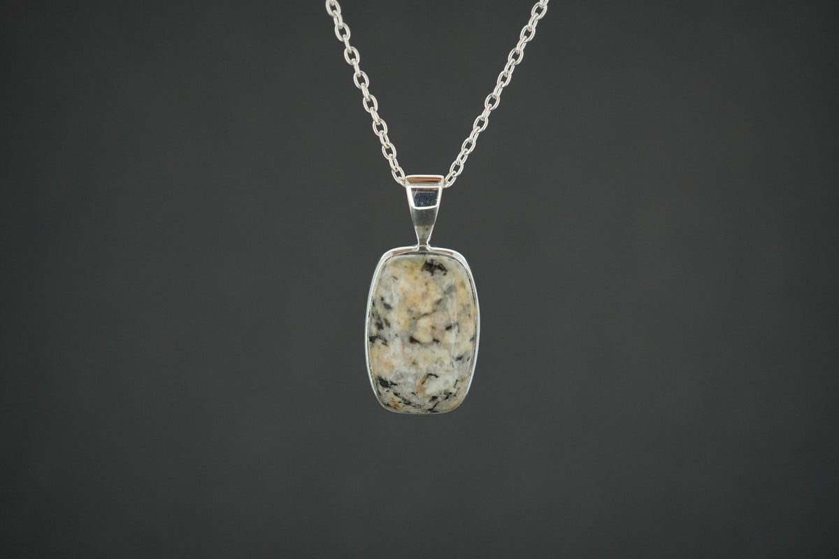 White Edinburgh Cobblestone Sterling Silver Pendant