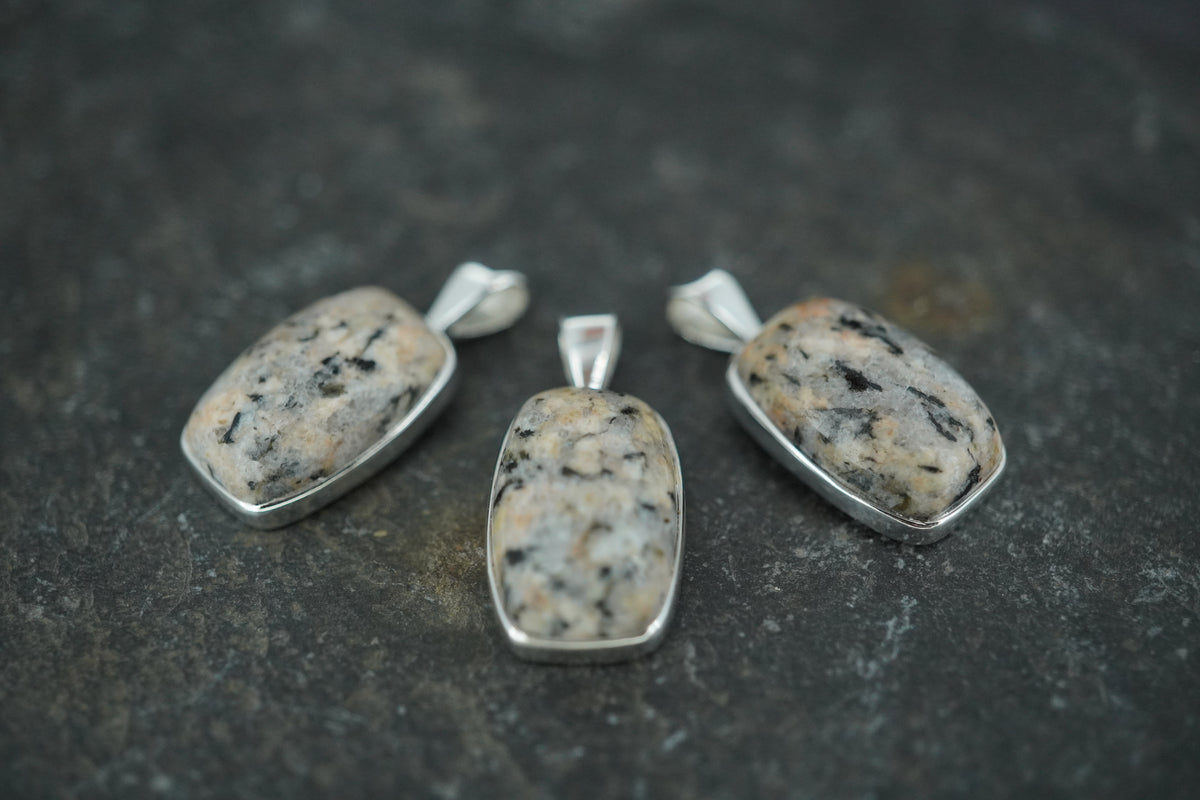 White Edinburgh Cobblestone Sterling Silver Pendant