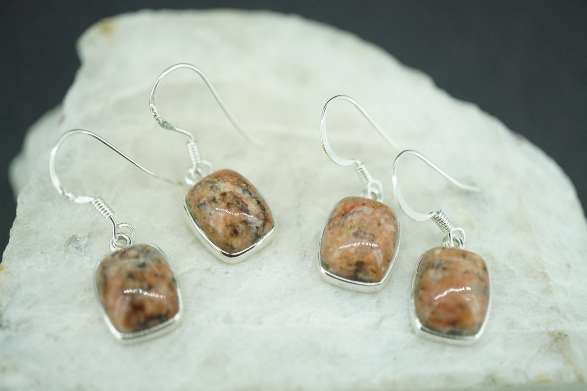 Edinburgh Cobblestone Sterling Silver Pink Earrings