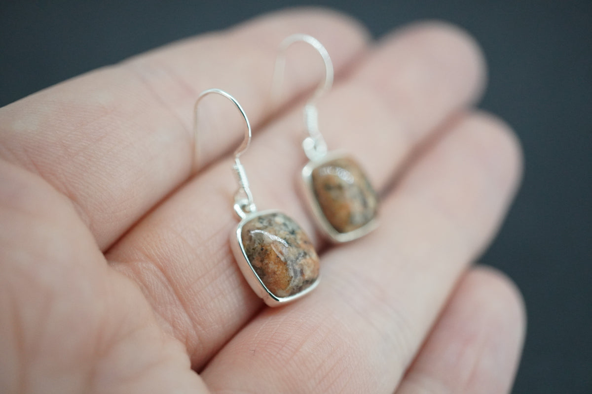 Edinburgh Cobblestone Sterling Silver Pink Earrings