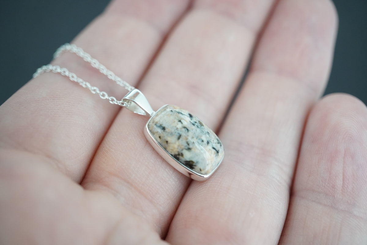 White Edinburgh Cobblestone Sterling Silver Pendant