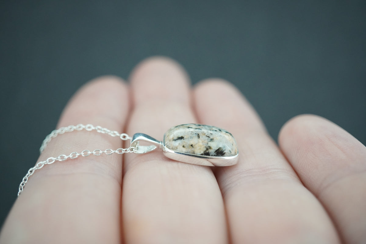 White Edinburgh Cobblestone Sterling Silver Pendant