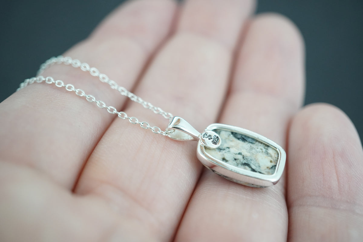 White Edinburgh Cobblestone Sterling Silver Pendant