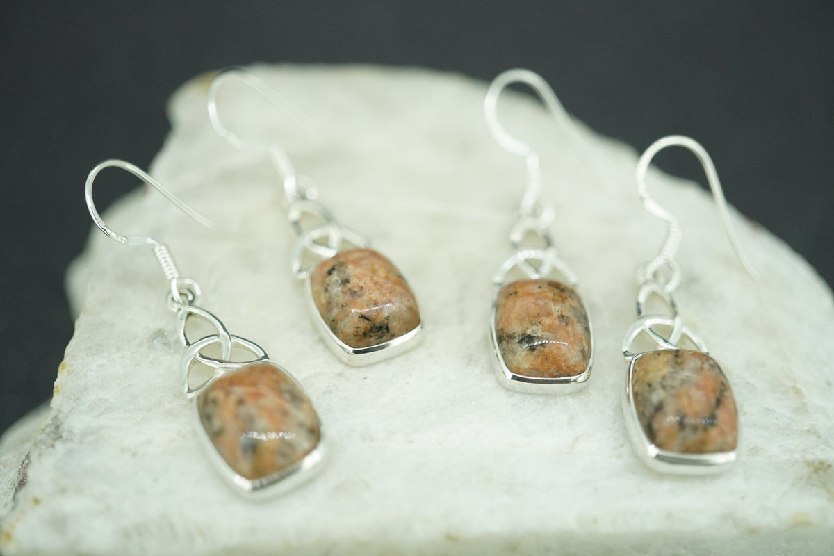 Edinburgh Cobblestone Sterling Silver Pink Celtic Earrings