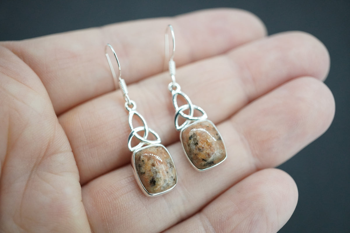 Edinburgh Cobblestone Sterling Silver Pink Celtic Earrings