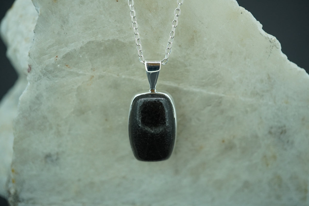 Black Edinburgh Cobblestone Sterling Silver Pendant