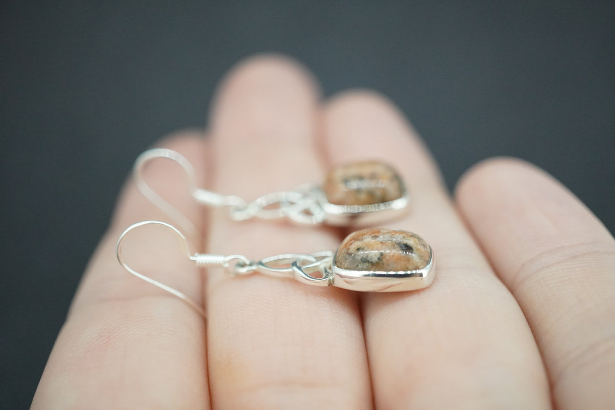 Edinburgh Cobblestone Sterling Silver Pink Celtic Earrings