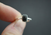 Edinburgh Cobblestone Rectangular Black Petite Ring
