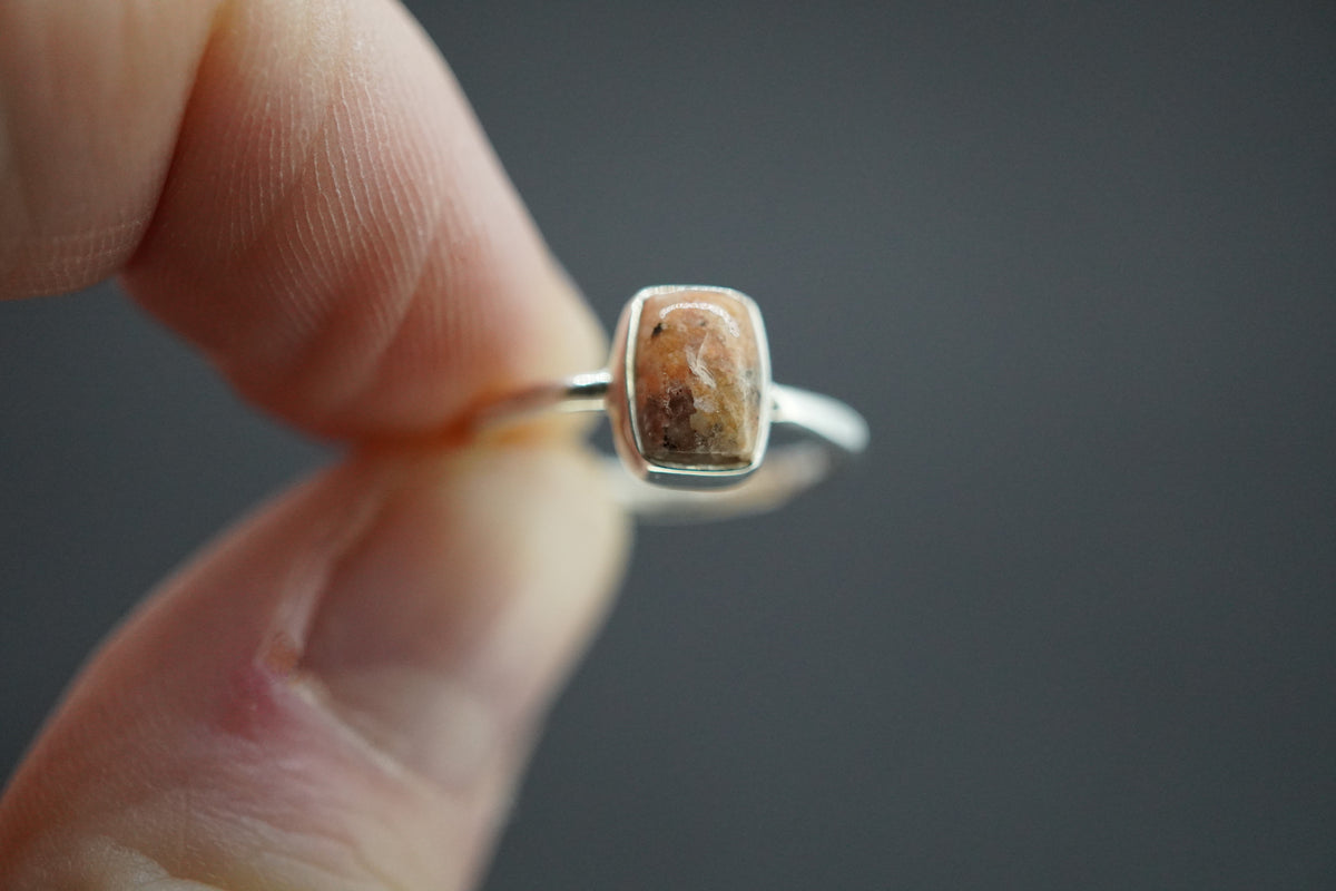 Edinburgh Cobblestone Rectangular Pink Petite Ring