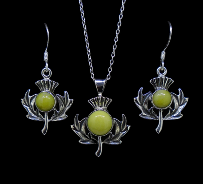 Highland Marble Scottish Thistle Sterling Silver Set