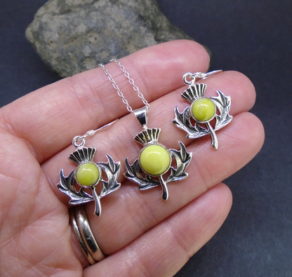 Highland Marble Scottish Thistle Sterling Silver Set