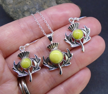 Highland Marble Scottish Thistle Sterling Silver Set