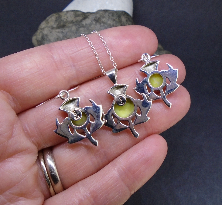 Highland Marble Scottish Thistle Sterling Silver Set