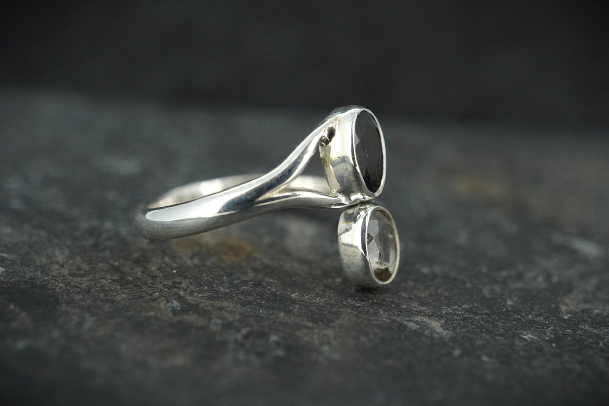 Cairngorm & Loch Tay Smoky Quartz Two Stone Ring image 2
