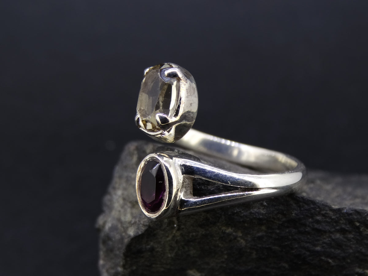 Rhodolite Garnet and Quartz Sterling Silver Adjustable Ring image 4