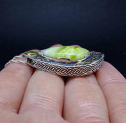 'Eilean Ceo' Skye Marble & Peridot, on a Scottish Gold & Sterling Silver Pendant image 2
