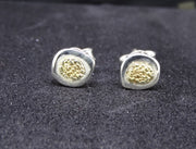 Gold Nugget Sterling Silver Stud Earrings - 7x6mm image 0