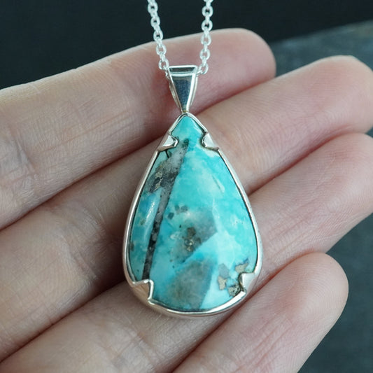 Rare Persian Turquoise Sterling Silver Pendant image 1