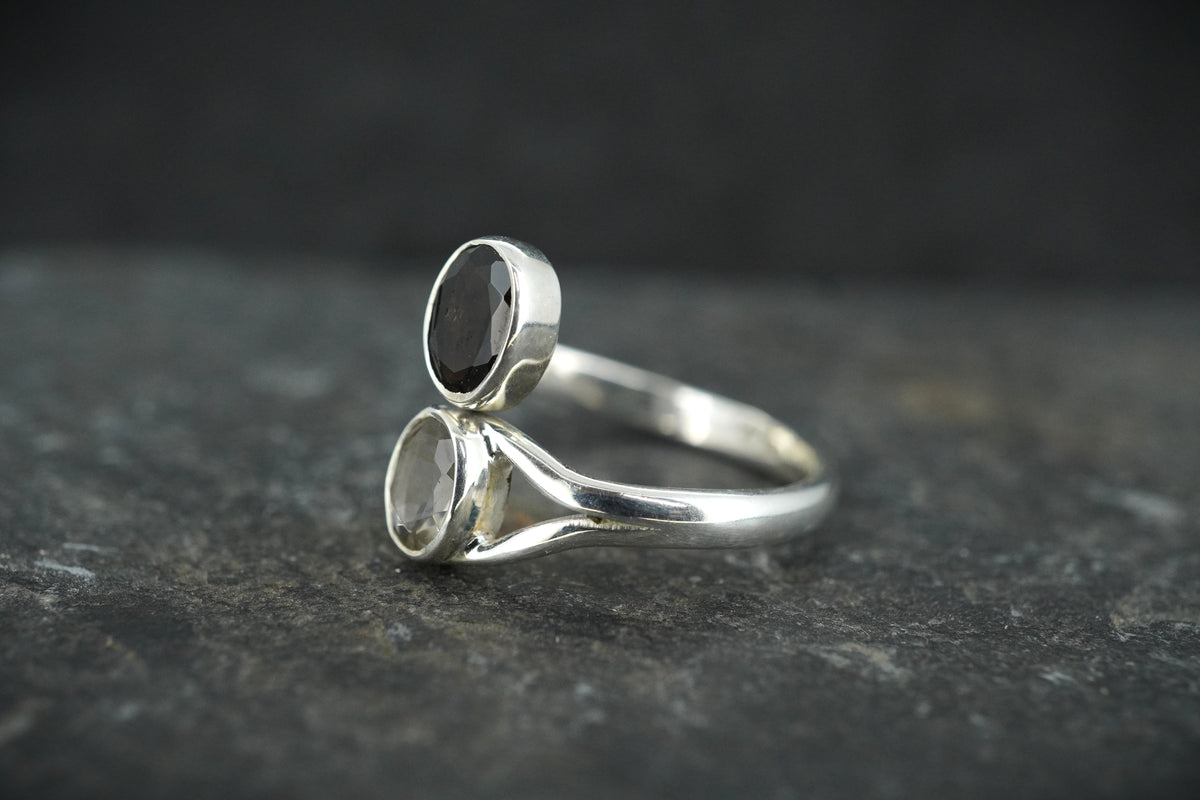 Cairngorm & Loch Tay Smoky Quartz Two Stone Ring image 3
