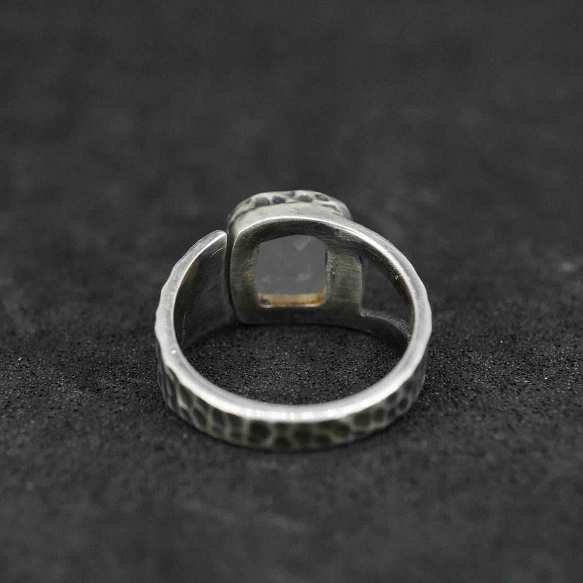 Scottish Chalcedony Hammered Effect Sterling Silver Ring image 4