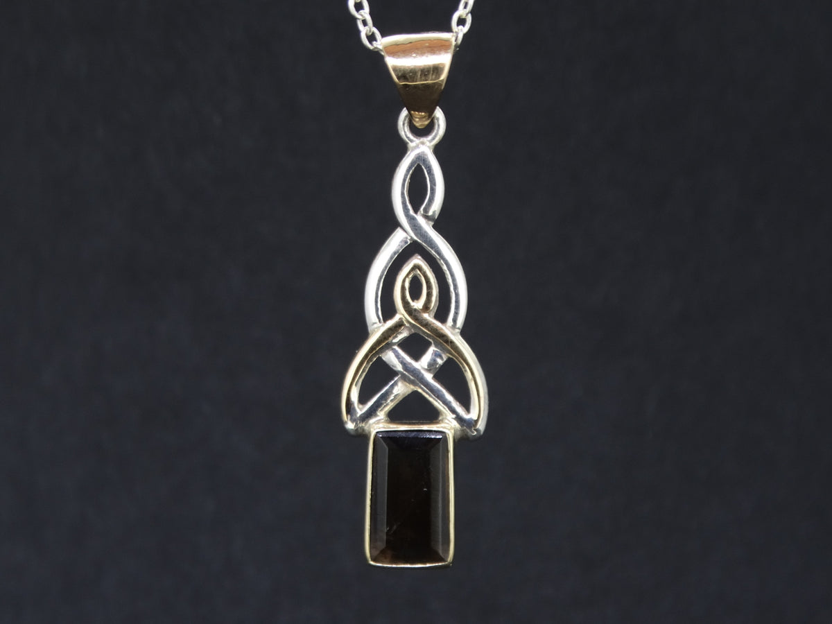 1.5ct Cairngorm Quartz with Scottish Gold Sterling Silver Celtic Pendant image 0