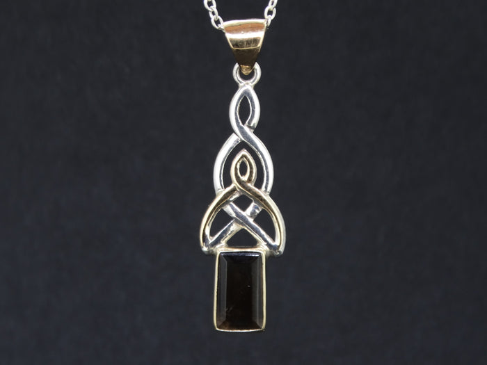1.5ct Cairngorm Quartz with Scottish Gold Sterling Silver Celtic Pendant image 0