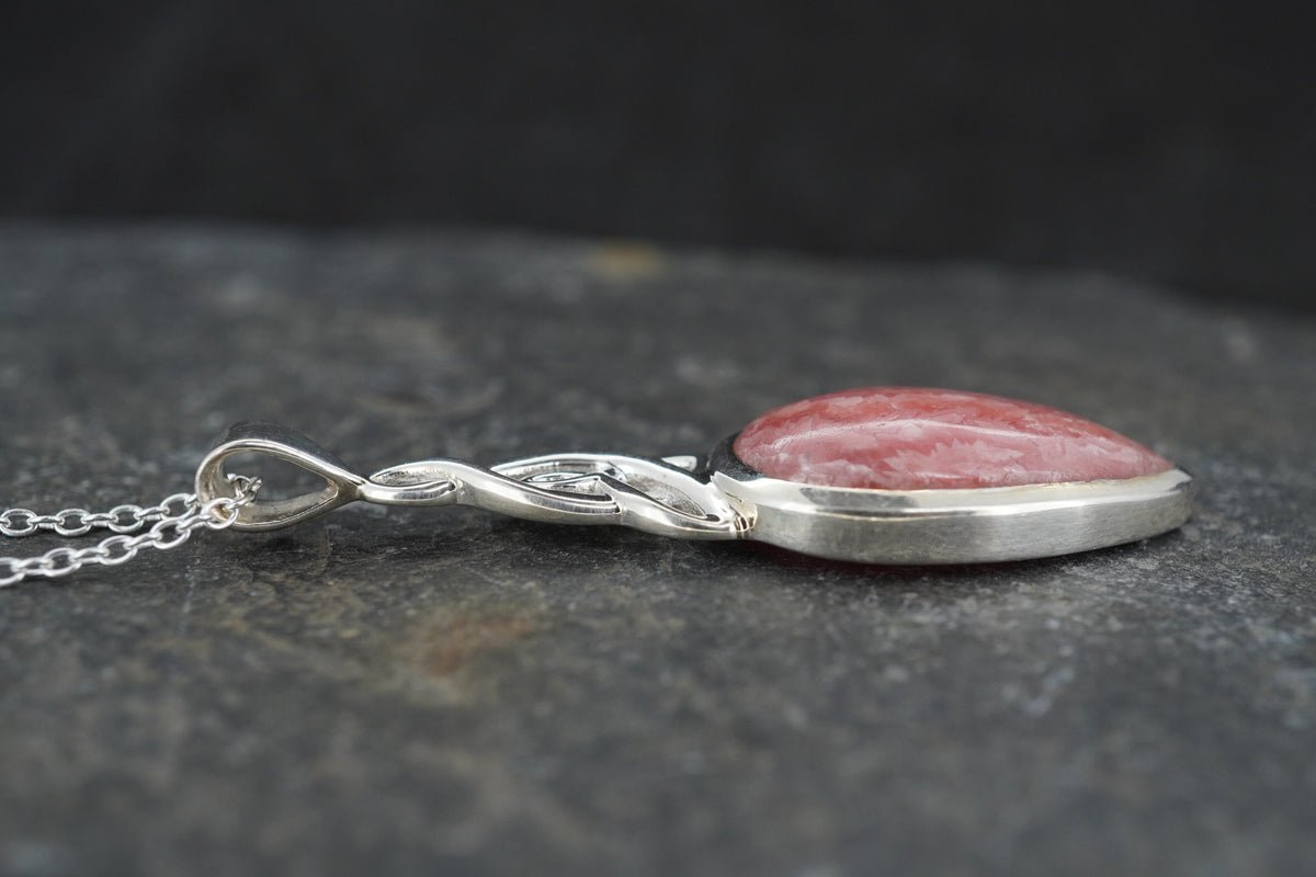 Rhodochrosite Sterling Silver Celtic Pendant image 2