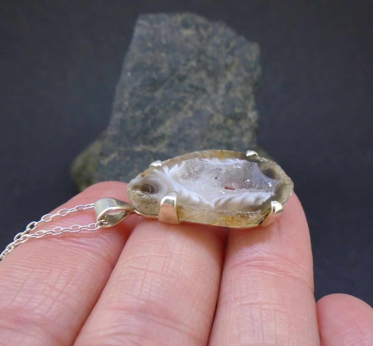 Botswana 'Druzy' Agate Sterling Silver Pendant image 7
