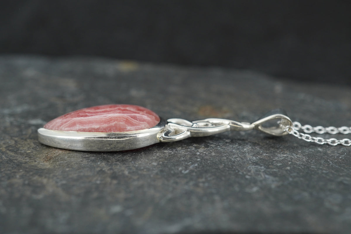 Rhodochrosite Sterling Silver Celtic Pendant image 3
