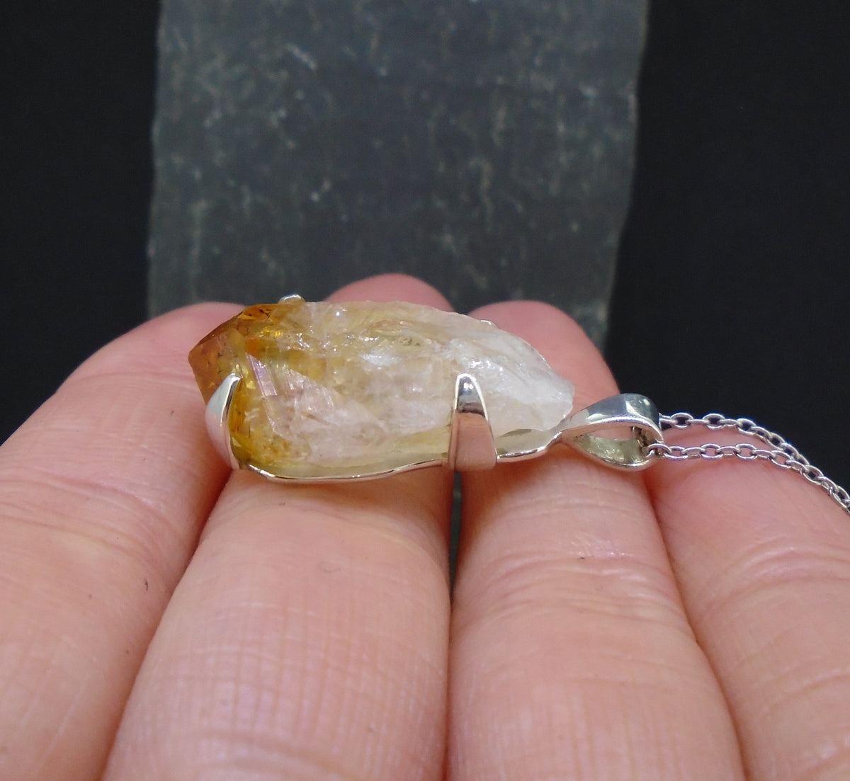 Rough Citrine Sterling Silver Pendant image 5